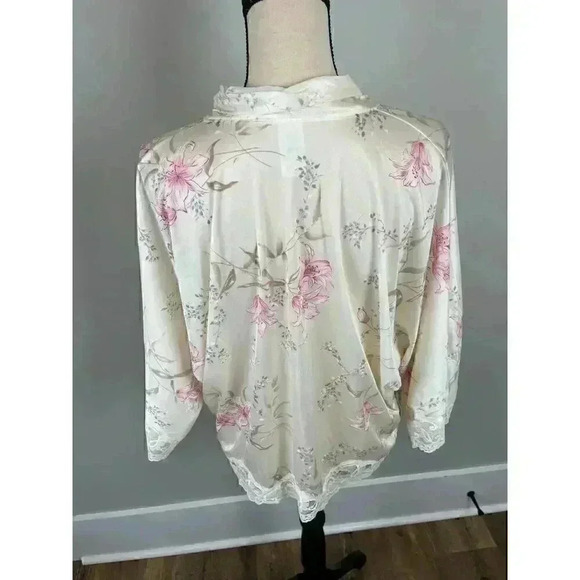 Vtg 70's 80's JCPenney Union Tag Cropped Robe Tie Floral Lace Coquette Women's L - Picture 6 of 9